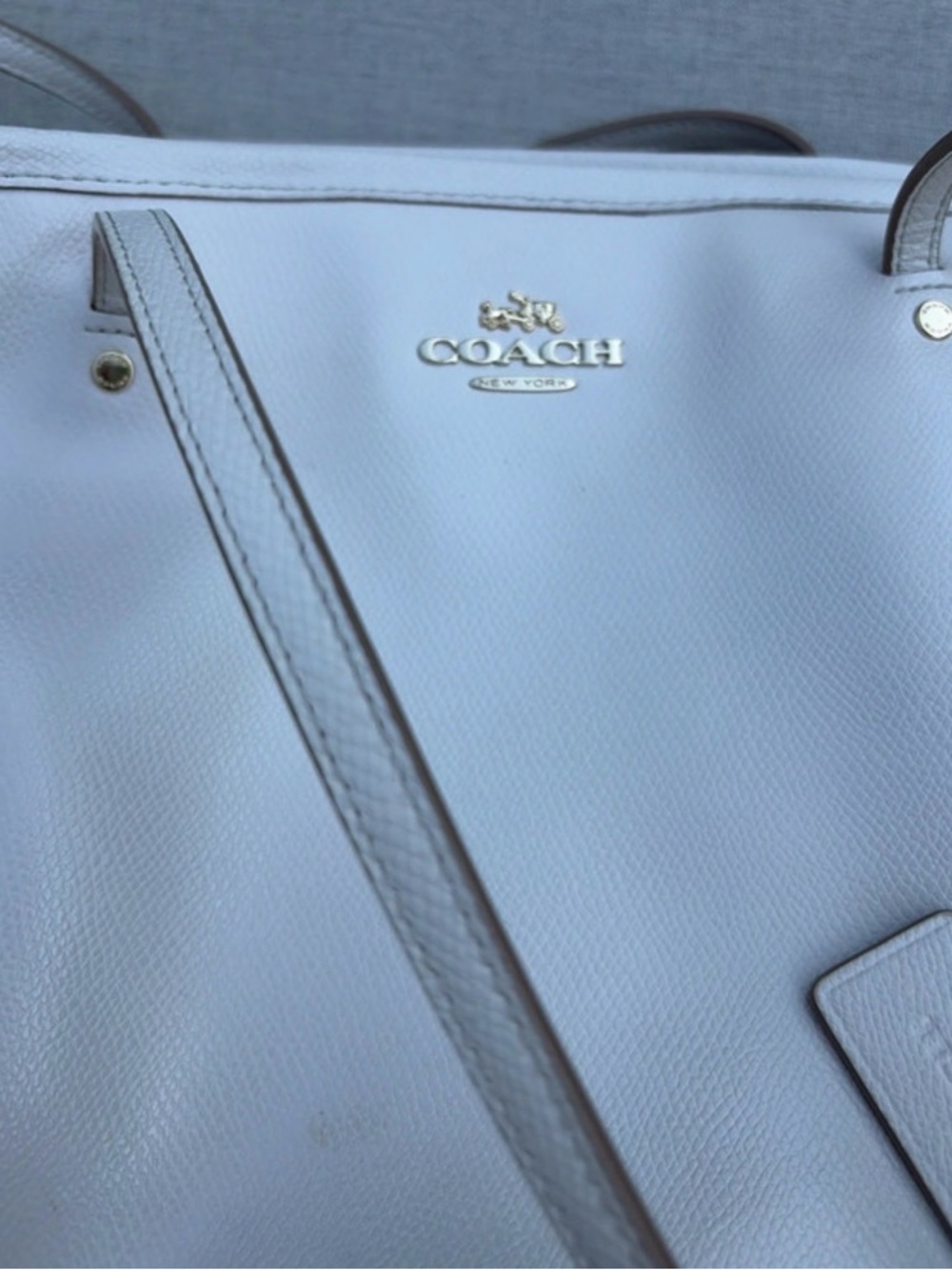 Coach White Leather Tote with Gold Accents - Picture 10 of 10